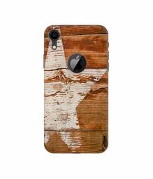 Amazon Brand - Solimo Designer Star Impression On Wood 3D Printed Hard Back Case Mobile Cover for Apple iPhone XR (Logo Cut)