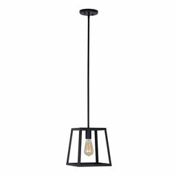 Amazon Brand – Stone & Beam Industrial Open Rectangle Frame Chandelier Pendant Light, LED Bulb Included - 9.5 x 9.5 x 14.38 Inch, Matte Black