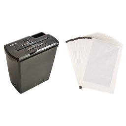 AmazonBasics document shredder, 8 sheets, strip cut, CD shredder and lubricant sheets, 12 pcs.