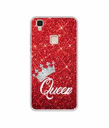 Amazon Brand - Solimo Designer Queen On Red Glitter UV Printed Soft Back Case Mobile Cover for Vivo V3