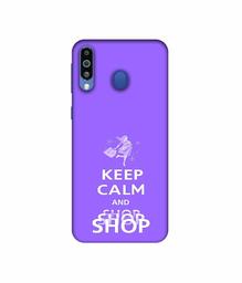 Amazon Brand - Solimo Designer Keep Calm and Shop 3D Printed Hard Back Case Mobile Cover for Samsung Galaxy M21