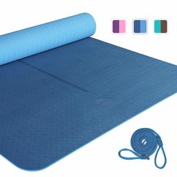 UMI. by Amazon - Tapis de Yoga Fitness Antidérapan, 100% Tapis d'exercice Ecologique Haute Densité, Idéal pour Yoga Pilates Gym 6 mm d'épaisseur 800 mm de Large avec Sangle de Transport