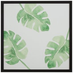 Amazon Brand – Rivet Watercolor Green Leaf Print Wall Art in a Black Wood Frame, 12