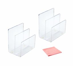 Umi. Essentials 20.3x17x19.3cm 3 Compartments Acrylic Letter Mail Document Makeup Palette Organizer Desktop File Sorter Clear