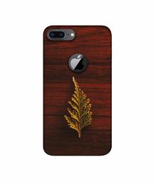 Amazon Brand - Solimo Designer Leaf on Wood 3D Printed Hard Back Case Mobile Cover for Apple iPhone 8 Plus (with Logo Cut)