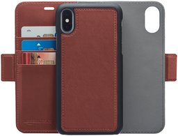 AmazonBasics iPhone X PU Leather Wallet Detachable Case, Dark Brown