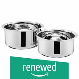 (Renewed) Amazon Brand - Solimo Stainless Steel 2-Piece Tope Set Without Lid