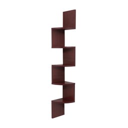 Amazon Brand - Solimo Zig-Zag Corner Wall Shelf (Matte Finish, Mahogany)