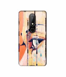 Amazon Brand - Solimo Designer Potrat On Wood 3D Printed Hard Back Case Mobile Cover for Nokia 6.1 Plus