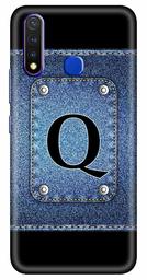 Amazon Brand - Solimo Designer Button Jeans Alphabet-Q 3D Printed Hard Back Case Mobile Cover for Vivo Y19 / Vivo U20