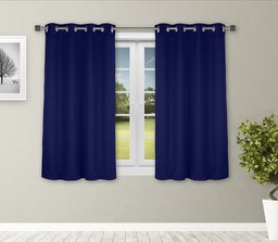 Amazon Brand - Solimo Room Darkening Blackout Window Curtain, 5 Feet - Set of 2 (Blue)