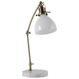 Rivet Lux Bendable Arm Marble and Brass Table Desk Lamp With Light Bulb - 22.5 Inches, Glass Shade