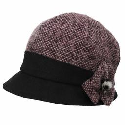 Jeff & Aimy Omens Winter Bucket Gatsby Derby Hat 1922s Fedora Round Cloche Bowler Beret Fall Bow Tea Party Purplr