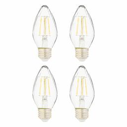 AmazonBasics 60 Watt Equivalent, Clear, Dimmable, F15 LED Light Bulb| Soft White, 4-Pack