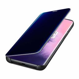 Amazon Brand - Solimo Protective Clear View flip Cover for Oneplus 7 (Blue)