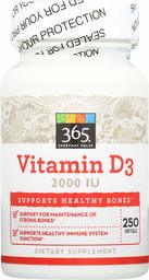 365 Everyday Value, Vitamin D3 2000 IU, 250 ct