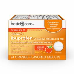 Basic Care Children's Ibuprofen Chewable Tablets, 100 Mg, Orange Flavored, 24 Count