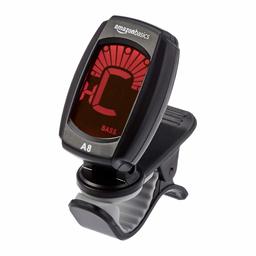 AmazonBasics Compact Clip-On Tuner for All Instruments - Round, Three Feedback Colors