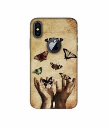 Amazon Brand - Solimo Designer Butterflies 3D Printed Hard Back Case Mobile Cover for Apple iPhone X (Logo Cut)