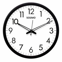 Amazon Brand - Solimo 12-inch Wall Clock - Sober (Silent Movement, Black Frame)