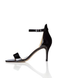 Amazon Brand - find. Women's Ankle Strap Sandals in Patent Leather with Stiletto Heel, Black (Black), US 6.5