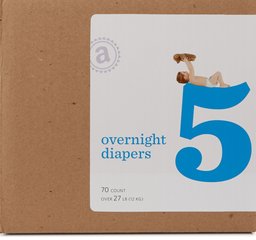 Amazon Elements Overnight Diapers, Size 5, 70 Count