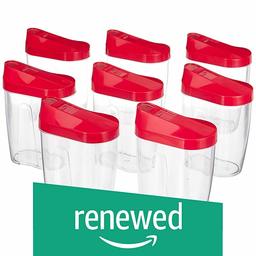 (Renewed) Amazon Brand - Solimo Grocery Jar with Spout, 475 ml, Set of 8, Magenta