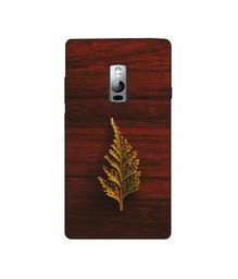 Amazon Brand - Solimo Designer Leaf on Wood 3D Printed Hard Back Case Mobile Cover for OnePlus 2