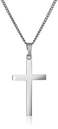 Sterling Silver Polished Cross Pendant Necklace