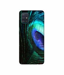 Amazon Brand - Solimo Designer Peacock Feather 3D Printed Hard Back Case Mobile Cover for Samsung Galaxy A51