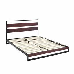 AmazonBasics Aurora Metal and Wood Platform Bed with Headboard - Wood Slat Support, Full