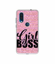 Amazon Brand - Solimo Designer Girl Boss On Pink Sparkle UV Printed Soft Back Case Mobile Cover for Motorola One Vision