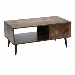 UMI. by Amazon Coffee Table, Sofa Table with Storage Shelf for Living Room,Wood Look Furniture,Rustic Brown