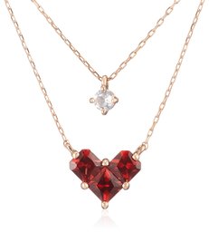 [An AJC Collection] an AJC Collection January birthstone garnet K10 Pink Gold Heart Motif Necklace 0351 – 8924 – 0015 – 0000 