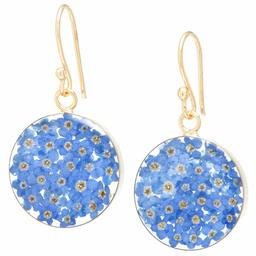 Sterling Silver Pressed Flower Circle Drop Earrings