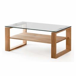 Amazon Brand - Alkove Hayes Solid Wood 1-Shelf Coffee Table with Glass Table Top, 100 x 60 x 48cm, Glass/Core Beech