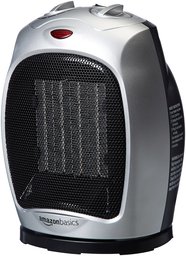 AmazonBasics 1500 Watt Oscillating Ceramic Space Heater with Adjustable Thermostat - Silver