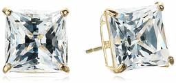 14K Gold 3cttw Swarovski Zirconia Square Stud Earrings