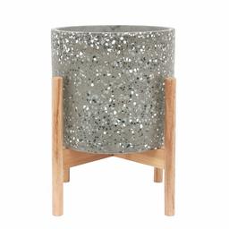 Amazon Brand – Rivet Terrazzo Planter with Wood Stand, 12.6