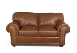 Strathwood Grosse Pointe Leather Loveseat, Mahogany