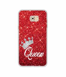 Amazon Brand - Solimo Designer Queen On Red Glitter UV Printed Soft Back Case Mobile Cover for Samsung Galaxy C7 Pro