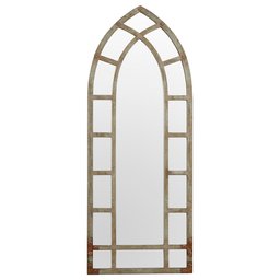 Amazon Brand – Stone & Beam Modern Arc Metal Frame Hanging Wall Mirror Decor, 46.25 Inch Height, Silver Finish