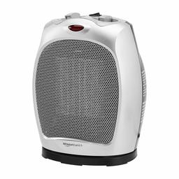 AmazonBasics 1500W Oscillating Ceramic Heater with Adjustable Thermostat, Silver (Renewed)