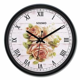 Amazon Brand - Solimo 12-inch Wall Clock - Floral (Silent Movement)