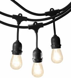 AmazonBasics Weatherproof Outdoor Patio String Lights with 15 S14 Globe Light Bulbs - 48 Foot, Black (Renewed)