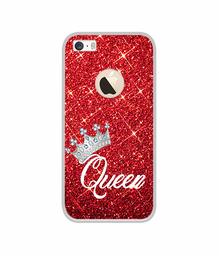 Amazon Brand - Solimo Designer Queen On Red Glitter UV Printed Soft Back Case Mobile Cover for Apple iPhone 5 / 5S