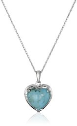 Sterling Silver Turquoise Bohemian Heart Pendant Necklace, 18