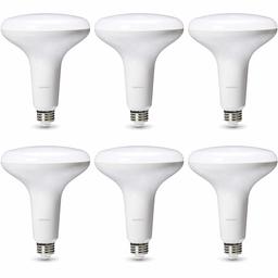 AmazonBasics Commercial Grade LED Light Bulb - 75-Watt Equivalent, BR40, Soft White, Dimmable, 6-Pack