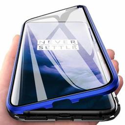 Amazon Brand - Solimo Magnetic Metal Frame Mobile Cover (Bumper Glass Back) for Samsung Galaxy M21 / M30s (Blue)