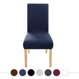 UMI by Amazon Removable Chair Slipcover Washable Spandex Chair Covers Stretch Chair Covers Chair Seat Protector for Dinning Room Navy Blue Set of 4